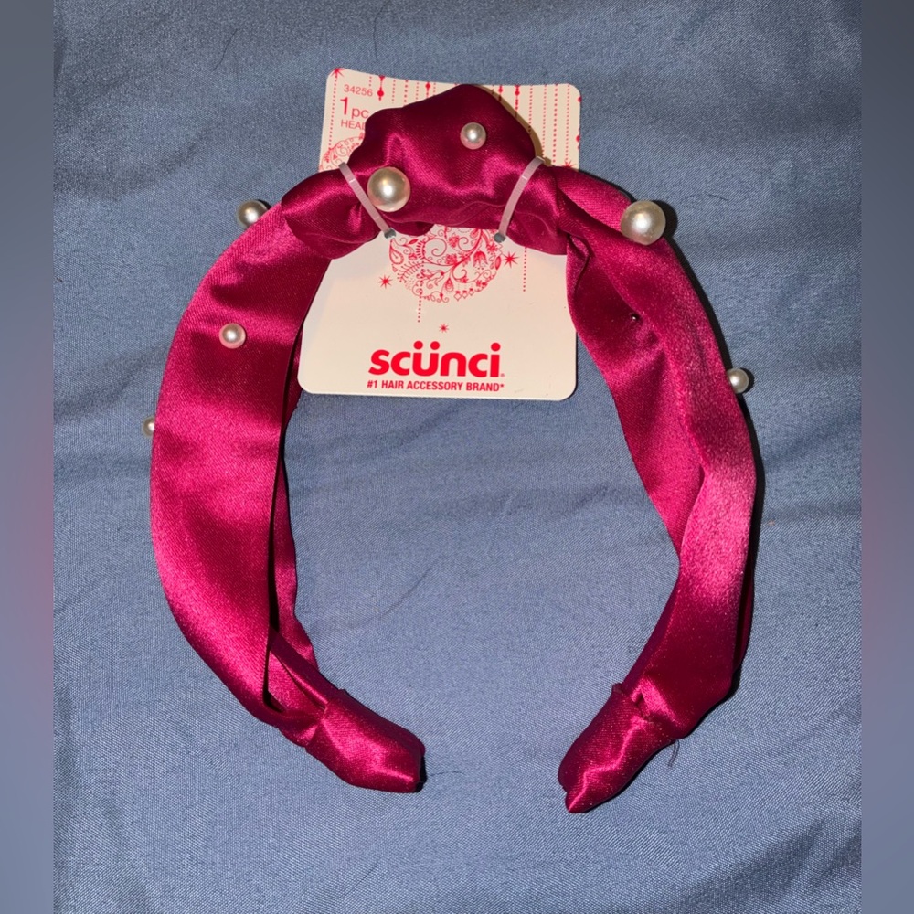 Scunci Fuchsia Headband with Pearls